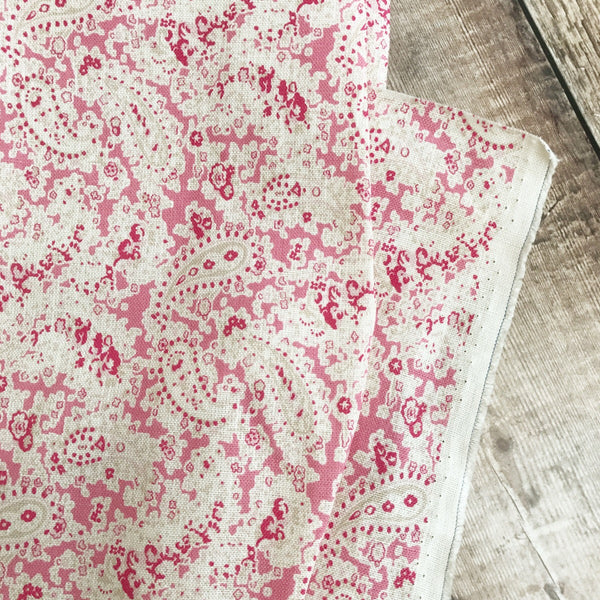 Peony & Sage Moroccan Pink Vintage Paisley Linen - Offcut